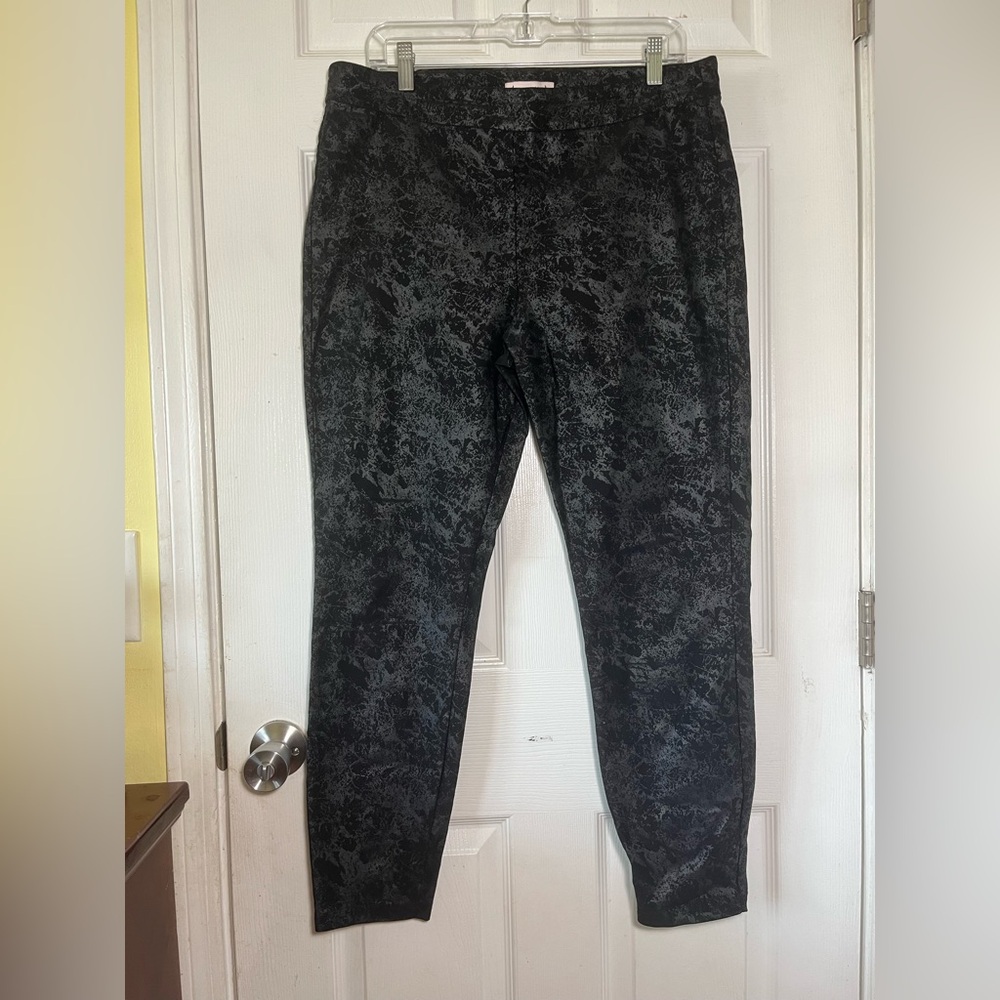 Nanette Lepore Black and Gray Straight Leg Stretch‎ Pull on Pants Sz L